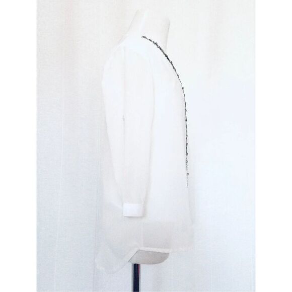NEW Japna Kids Girls 7 White Georgette Rhinestoned Trim Blouse - Picture 2 of 7